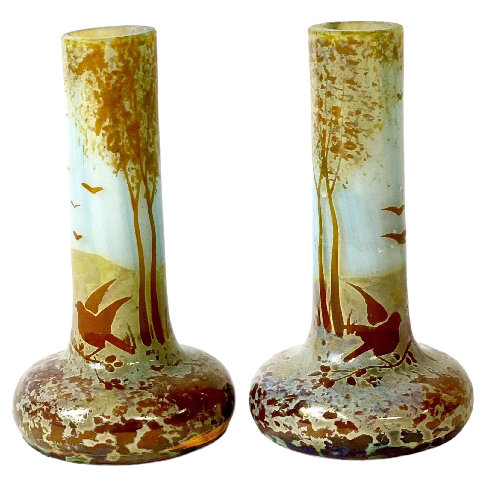 Pair of Miniatures Soliflores, or Stem Vases For Sale