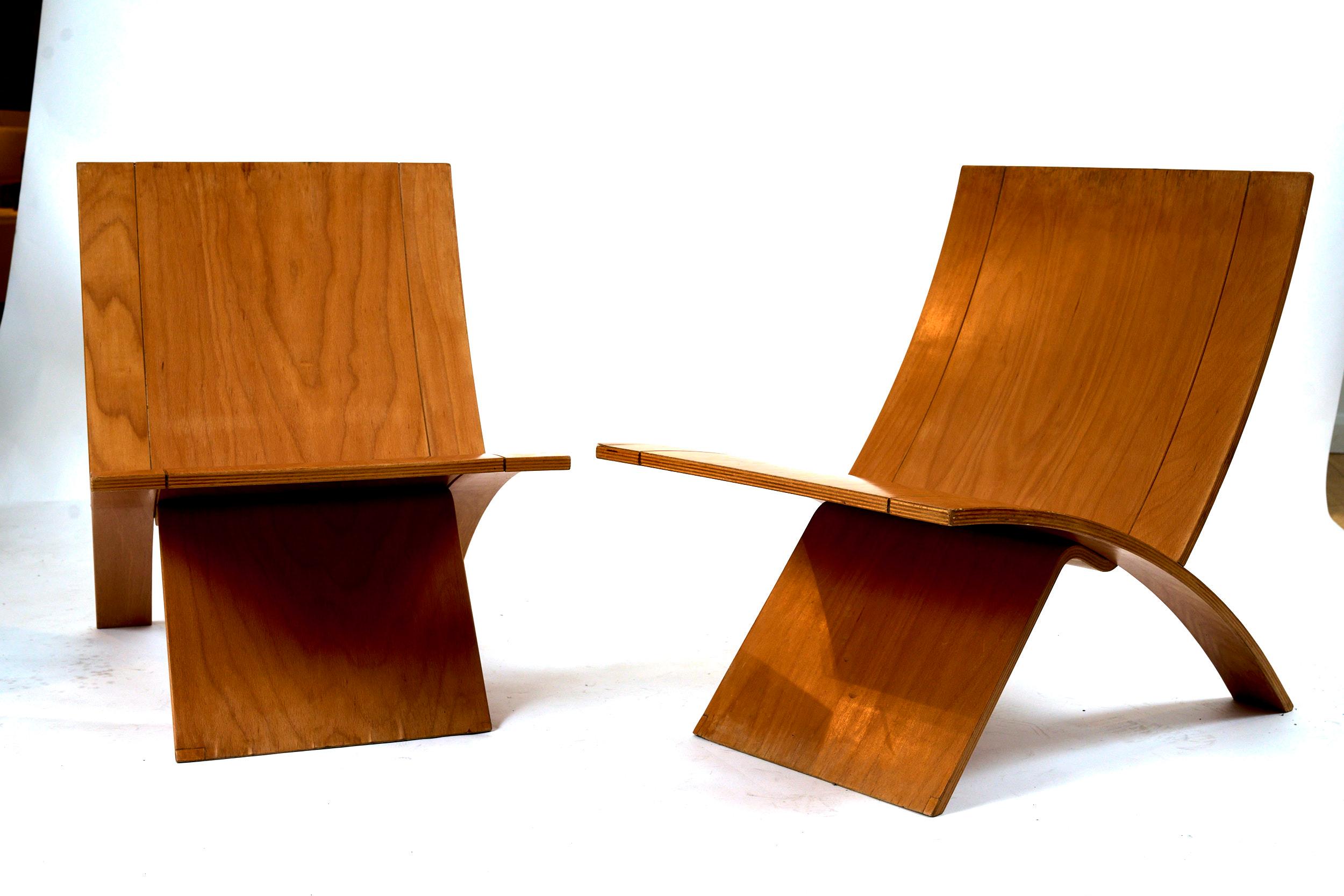 Birch Pair of Minimalist Jens Nielsen, Lounge Chairs, for Westnofa, Norway For Sale