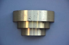 Pair of Minimalist 3-Tiered Brass-Plated Sconces by Lightolier