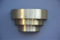 Pair of Minimalist 3-Tiered Brass-Plated Sconces by Lightolier