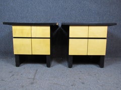 Pair of Minimalist Black Lacquer Nightstands