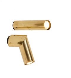Pair of Minimalist Brass Spotlights by Brendel & Loewig, Berlin, 1970s
