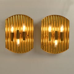 Pair of Minimalist Brass Wall sconces Scandinavian Modern 1970's