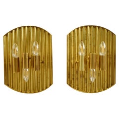 Pair of Minimalist Brass Wall sconces Scandinavian Modern 1970's