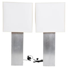 Pair of Minimalist Brushed Metal Table Lamps