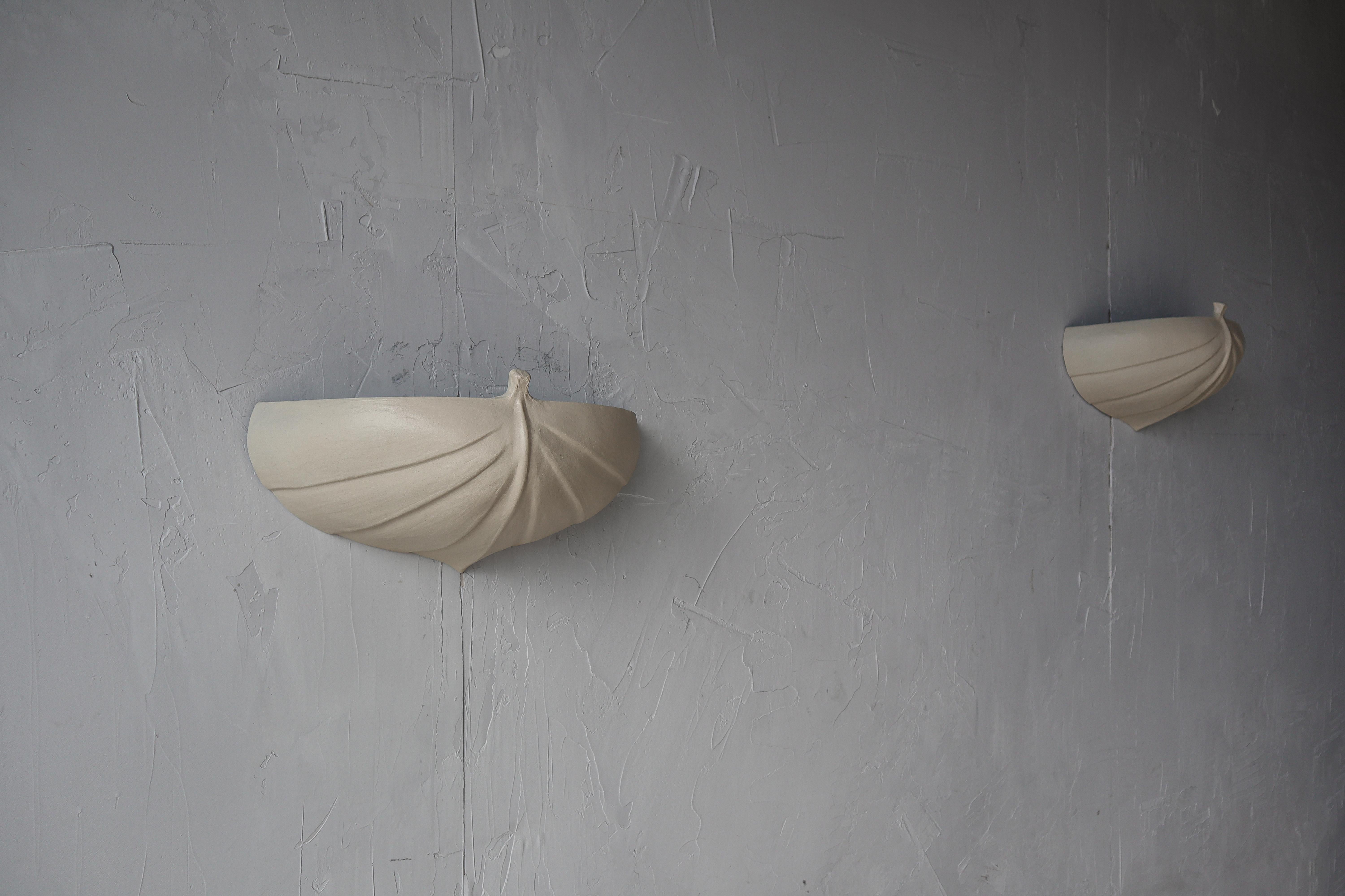20th Century Pair of Minimalist Ceramic Uplighting Wall Sconces  For Sale