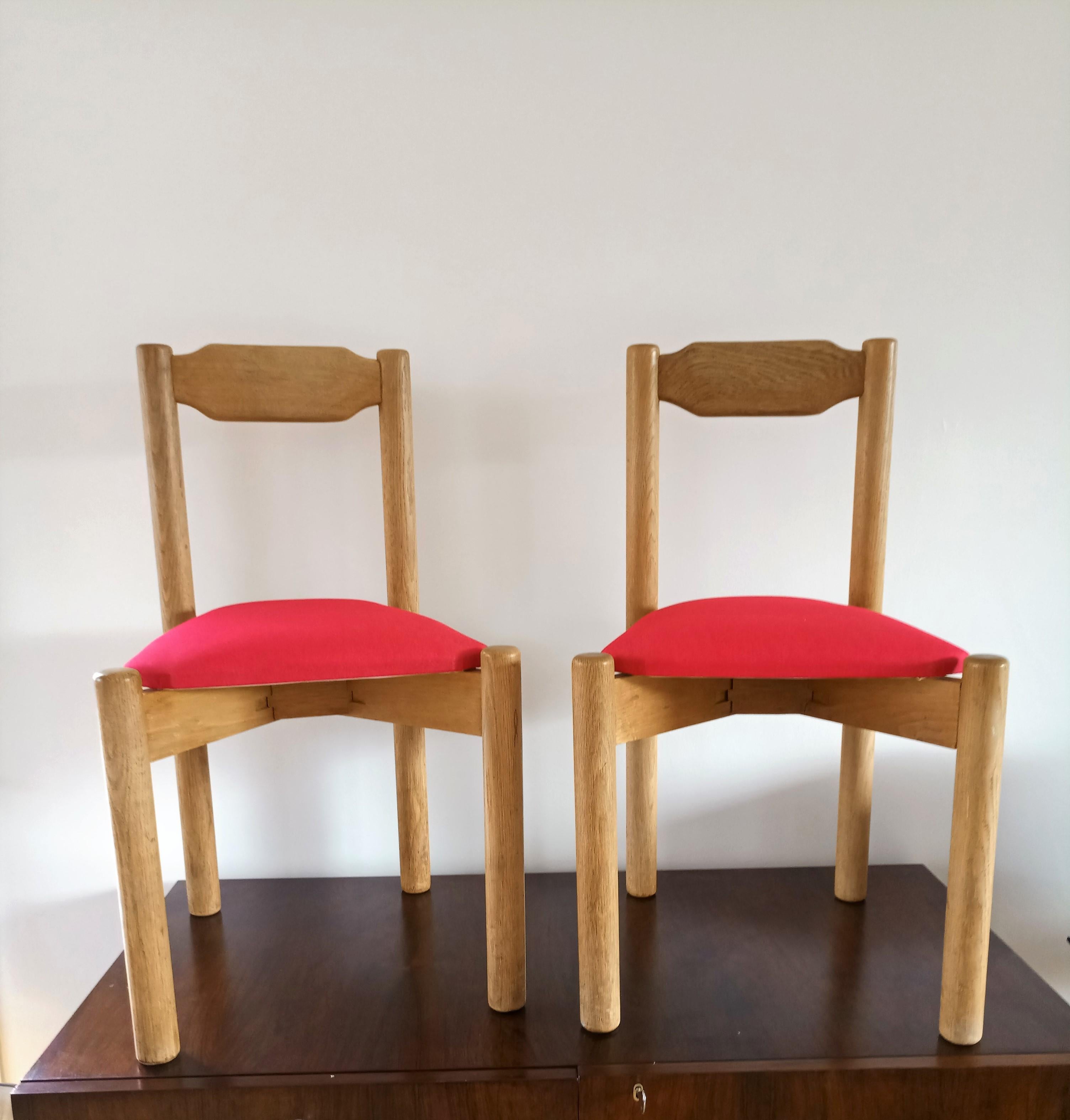 French Pair of Minimalist Chairs Attributed to Guillerme & Chambron, France, 1960s