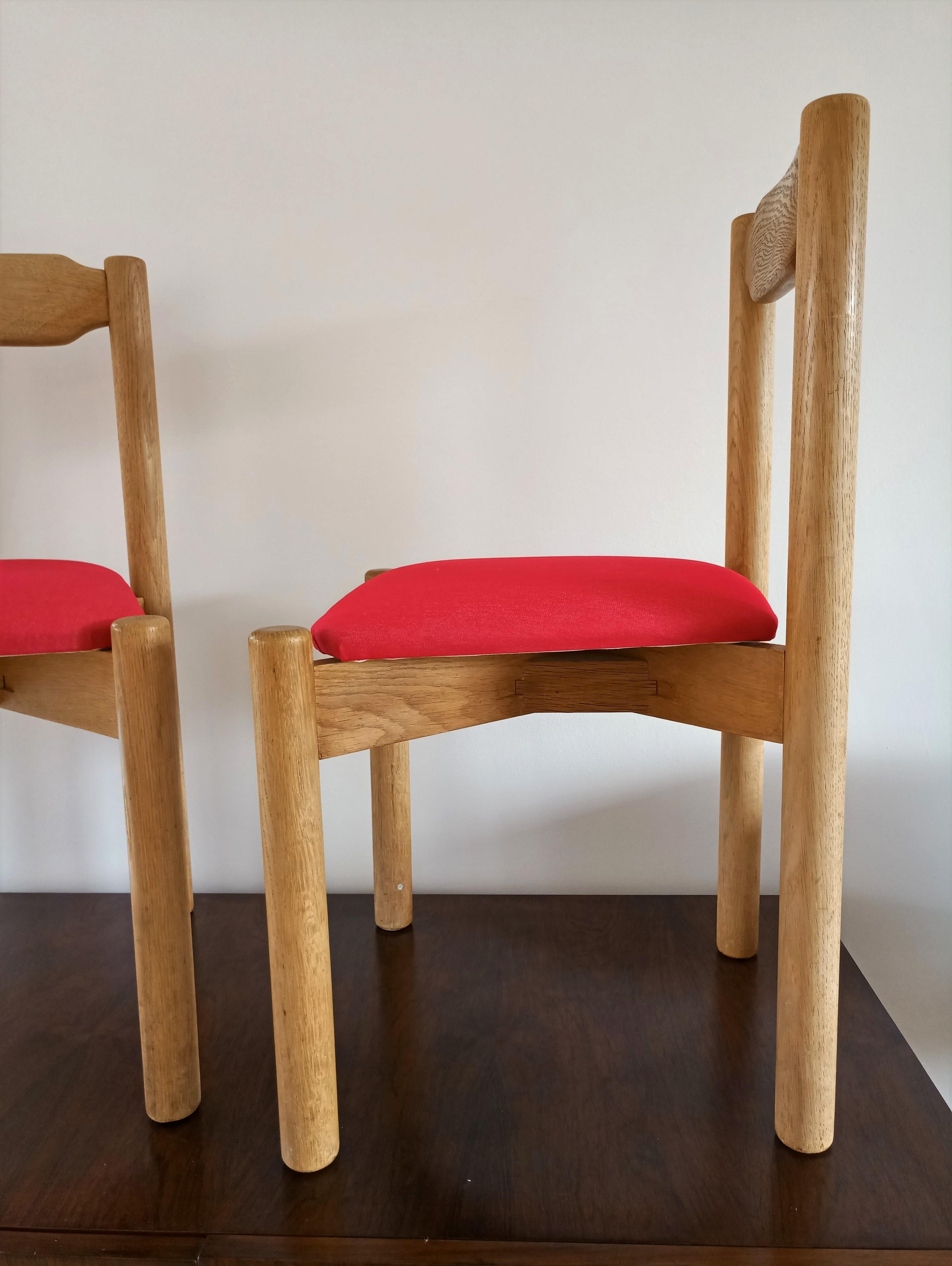 Pair of Minimalist Chairs Attributed to Guillerme & Chambron, France, 1960s 3