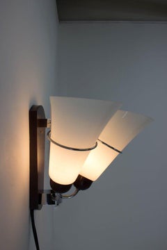 Pair of Minimalist Czechoslovakian Crystal Wall Lamps, 1970s