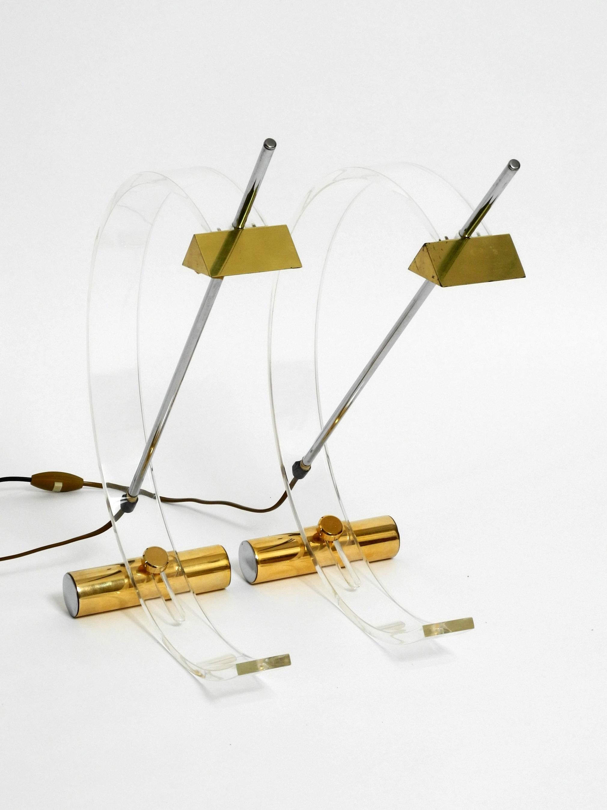 Pair of Minimalist Design Postmodern Plexiglass Halogen Table Lamps from France 5