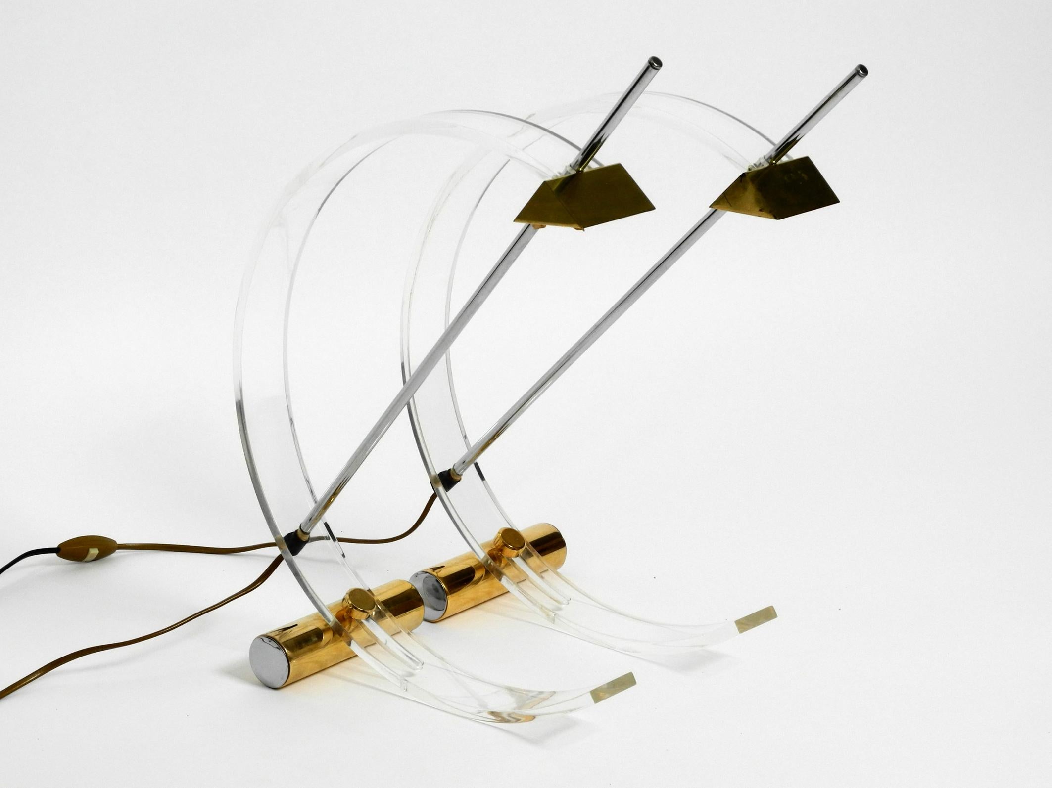 Pair of Minimalist Design Postmodern Plexiglass Halogen Table Lamps from France 10