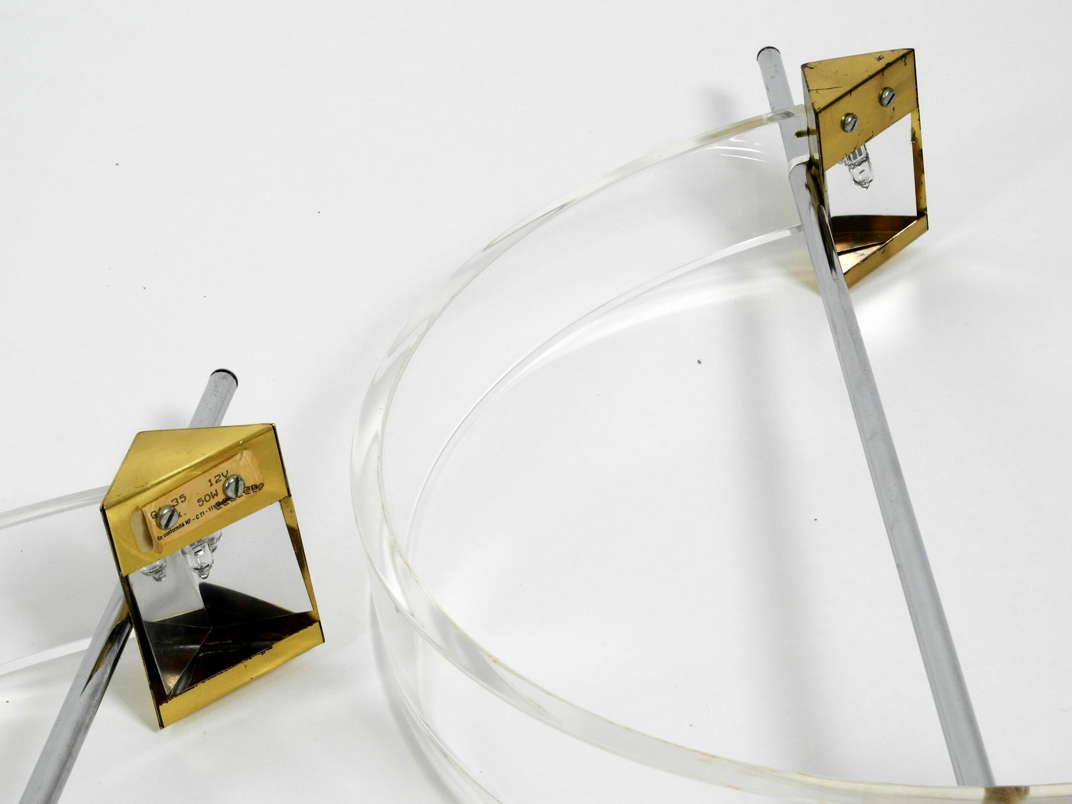 Pair of Minimalist Design Postmodern Plexiglass Halogen Table Lamps from France 2