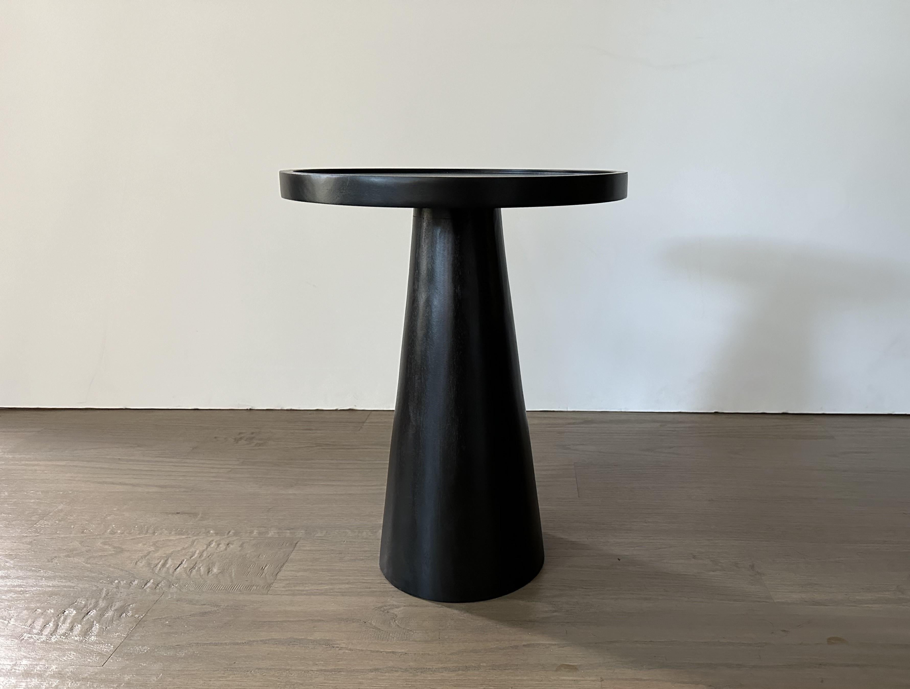 Incredible Brutalist occasional tables, bedside tables, drinks tables, cigarette tables or gueridons. In mint condition. Handcrafted, all wood, each table is slightly unique from one to another, which can lend towards the organic feel of these