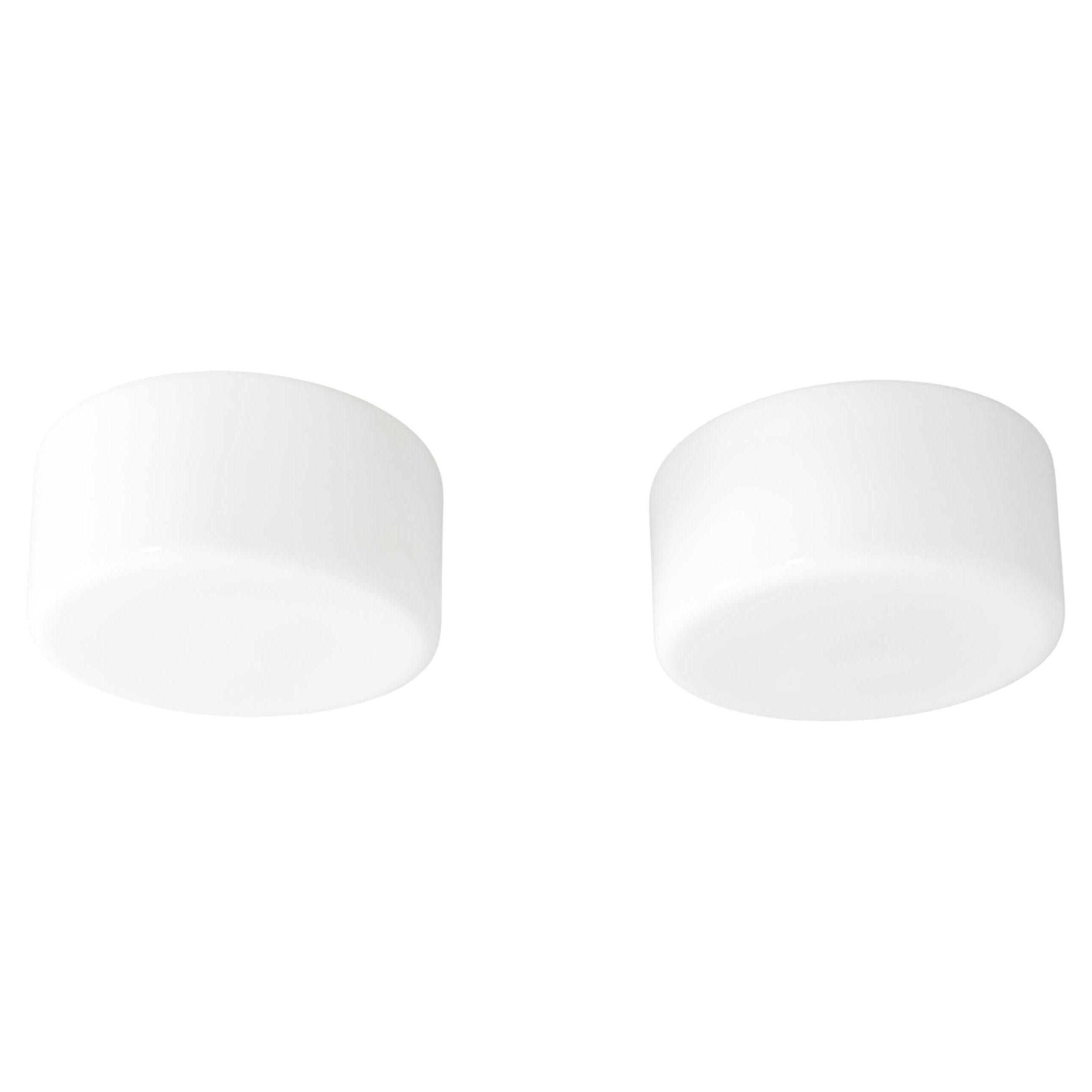 Pair of Minimalist Flush Mounts Model 80114 in White Opaline Glass, Idman 1950s en vente
