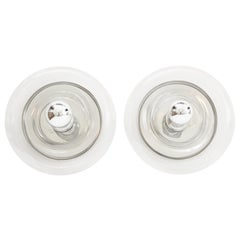 Pair of Minimalist Glass Donut Sconces / Flush Mounts by Doria