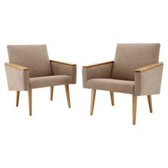 Pair of Minimalist Mid-Century Armchairs, Czechoslovakia