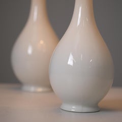 Pair of Minimalist Modernist Finnish Ceramic Table Lamps, Arabia 1950s