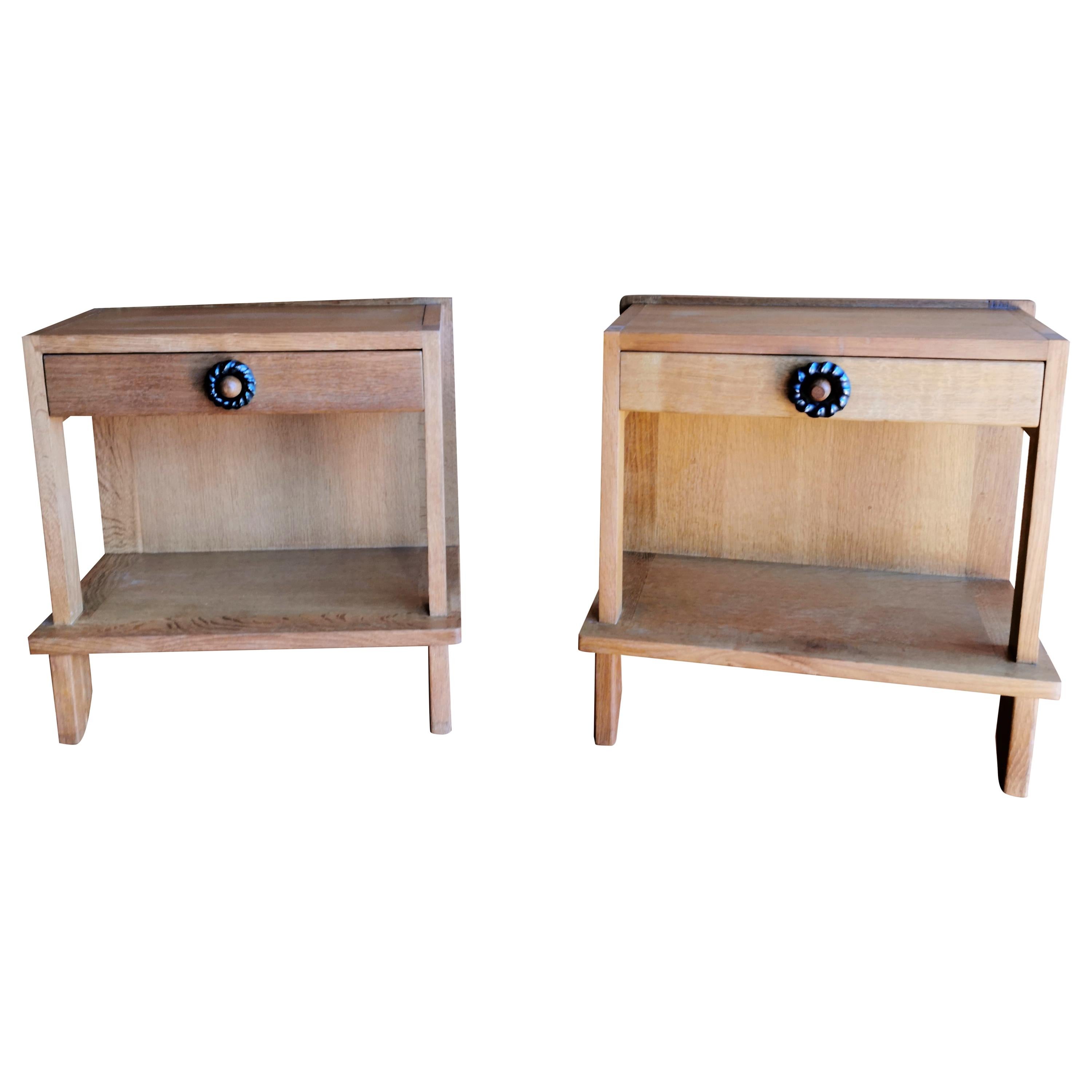 Pair of Minimalist Nightstands by Guillerme & Chambron, France, 1970s
