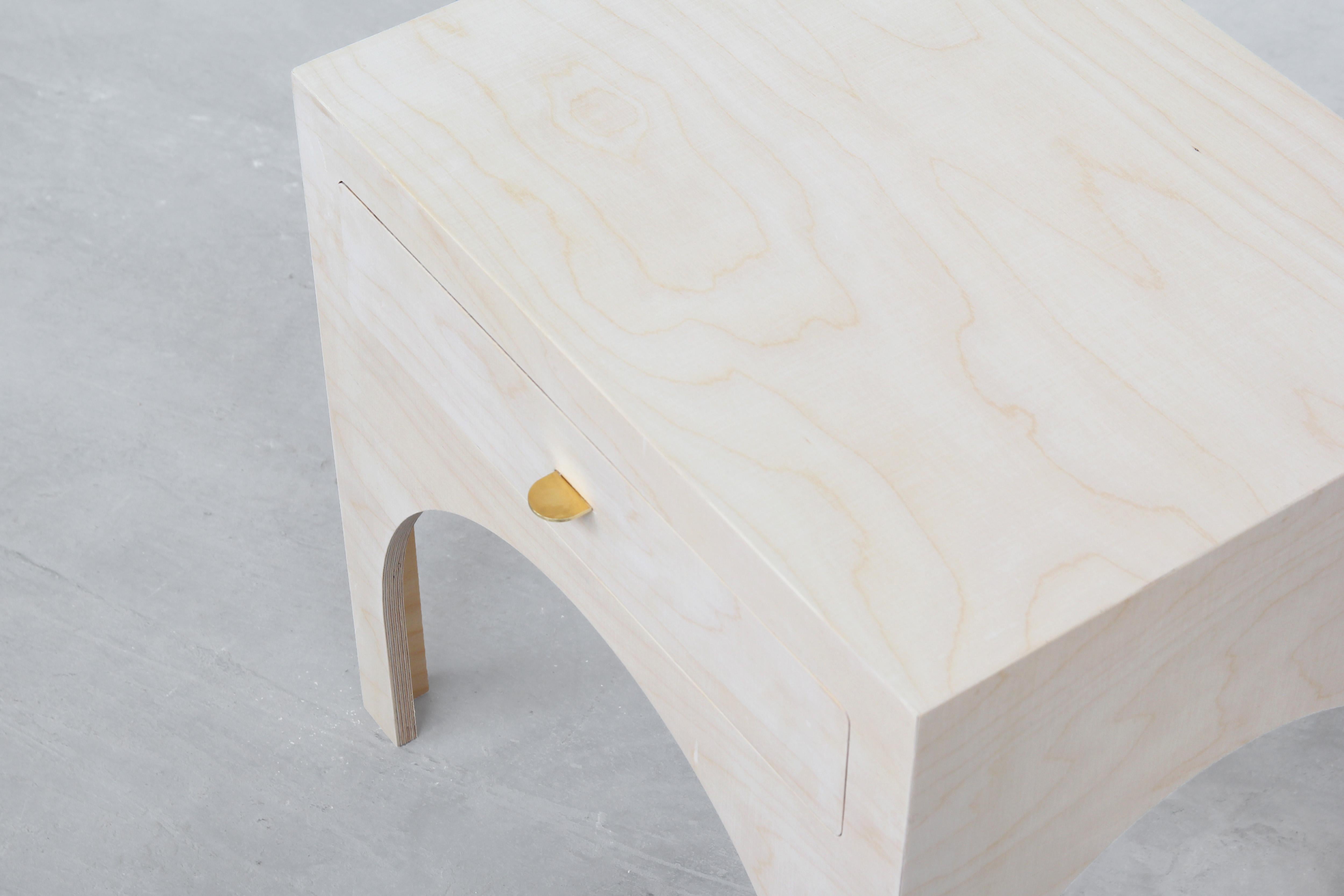 Plywood Pair of Minimalist Nightstands Consoles Commodes by Atelier Bachmann, 2019