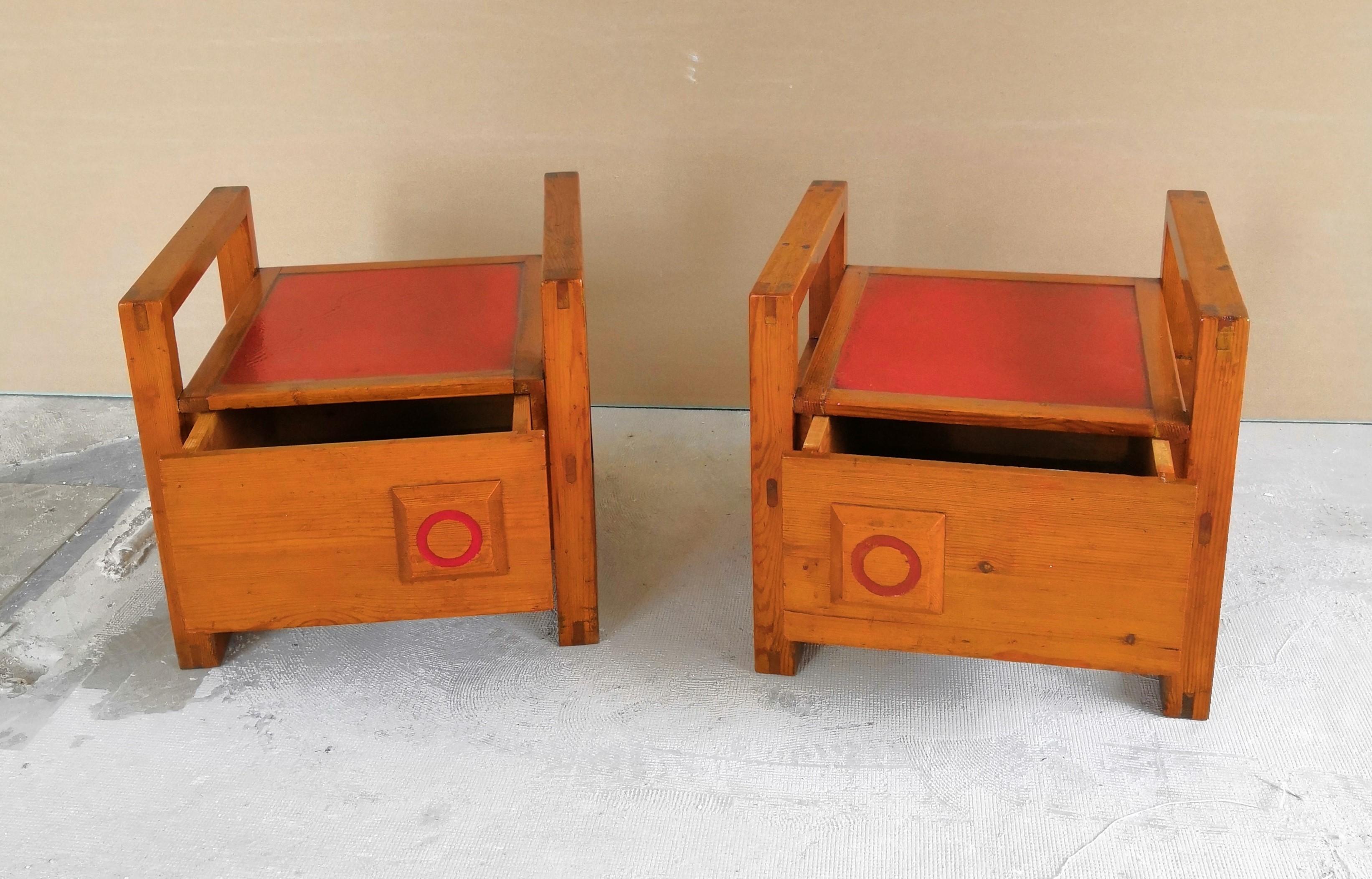 Two Minimalist Pinewood Nightstands in the Style of Charlotte Perriand, 1960s 2