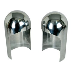 Pair of Minimalist Polished Aluminum Table Lamps, Italy 1960's