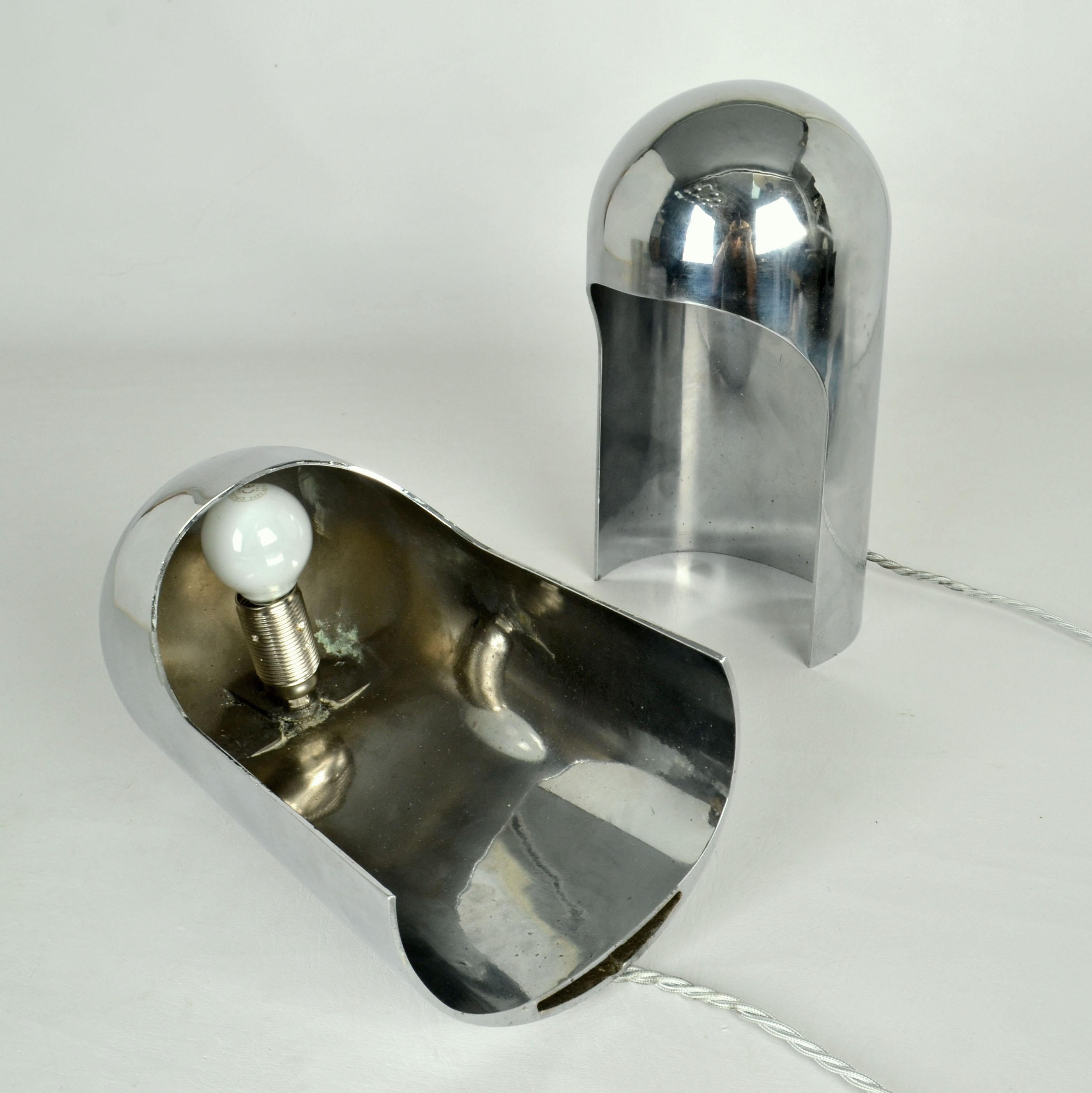 Pair of Minimalist Polished Domed Table Lamps, Italy, 1960's For Sale 3