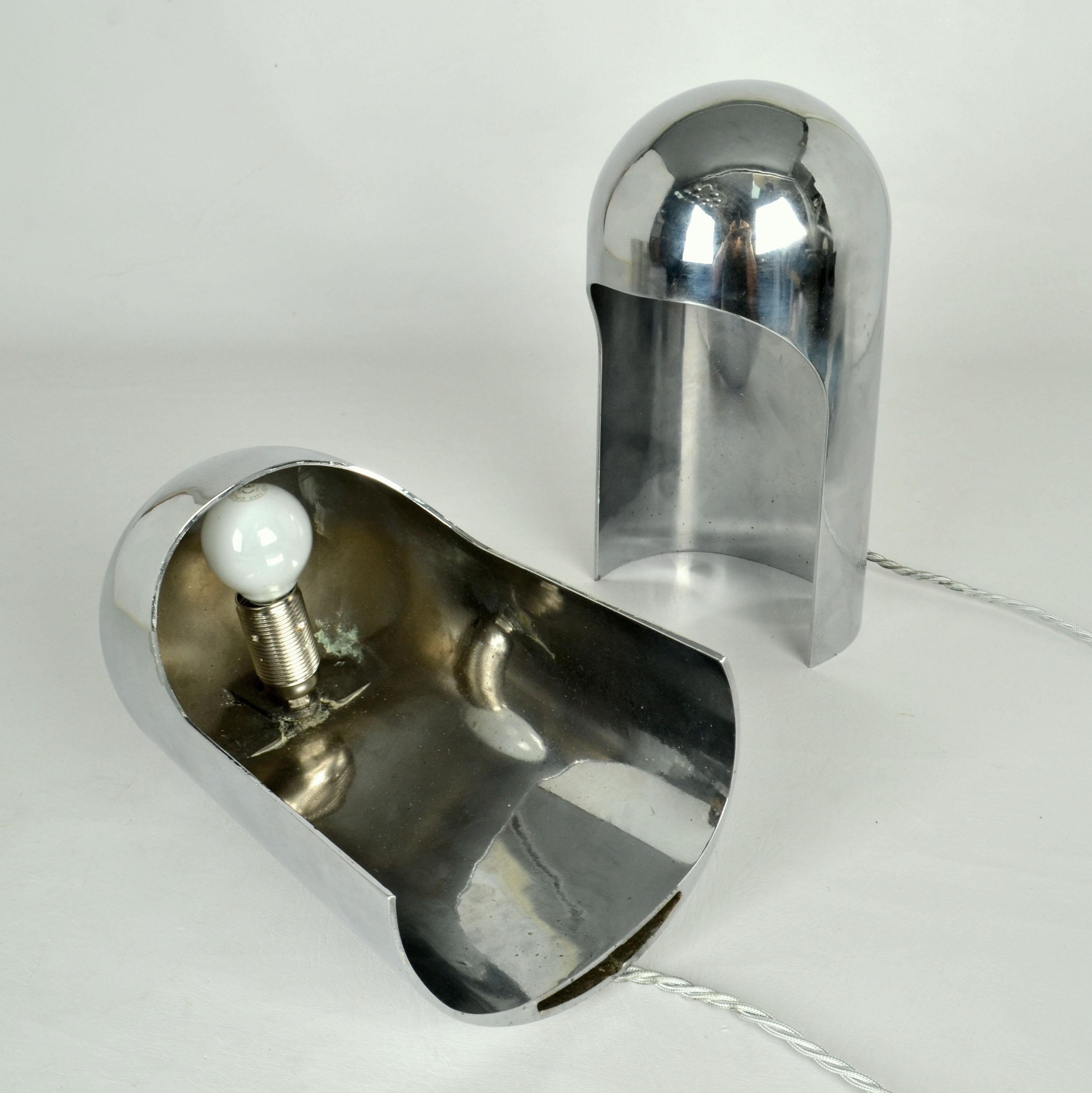 Minimalistische Tischlampen aus poliertem Aluminium, Italien 1960er Jahre, Paar 4