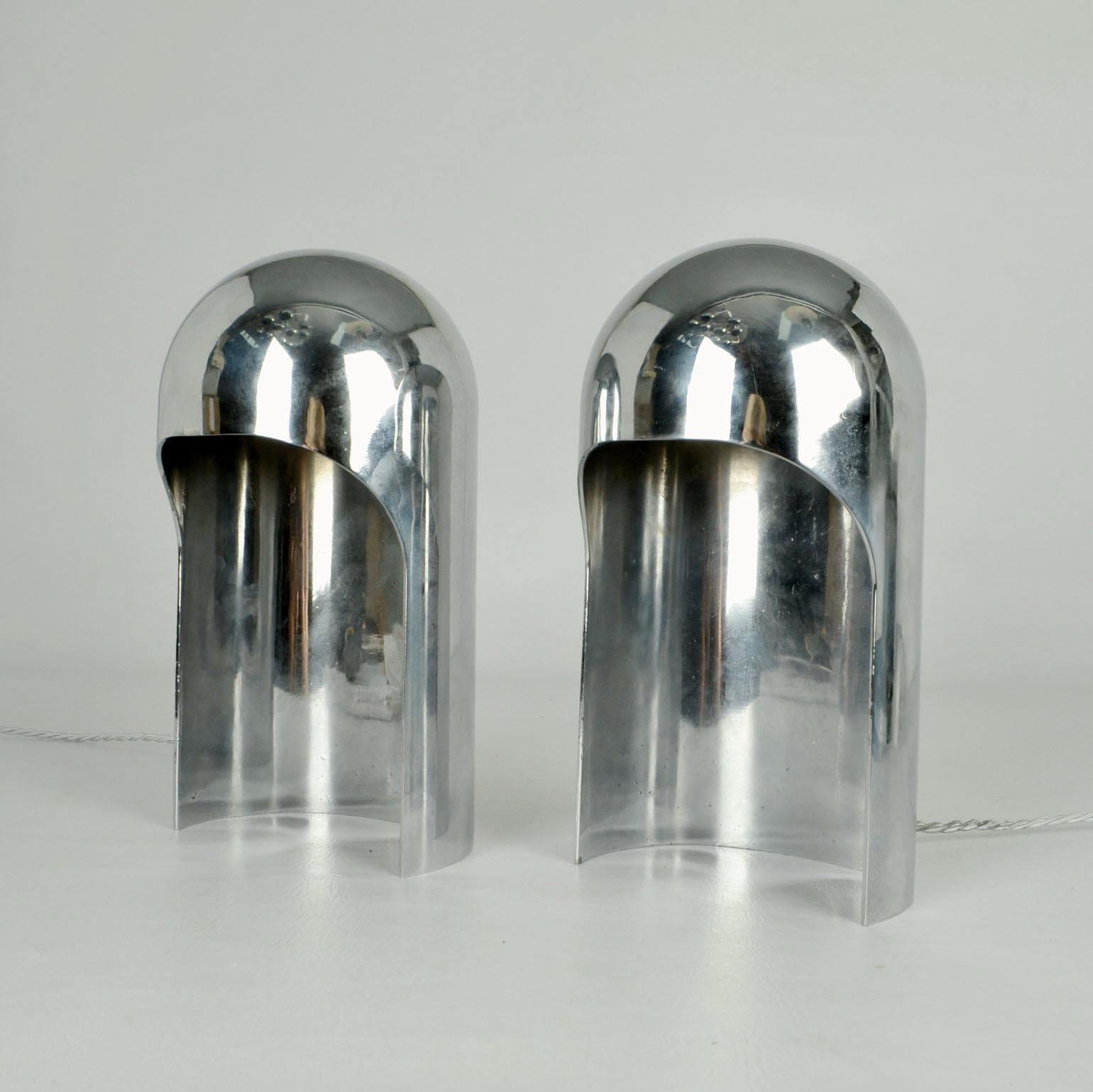 Pair of Minimalist Polished Domed Table Lamps, Italy, 1960's For Sale 2