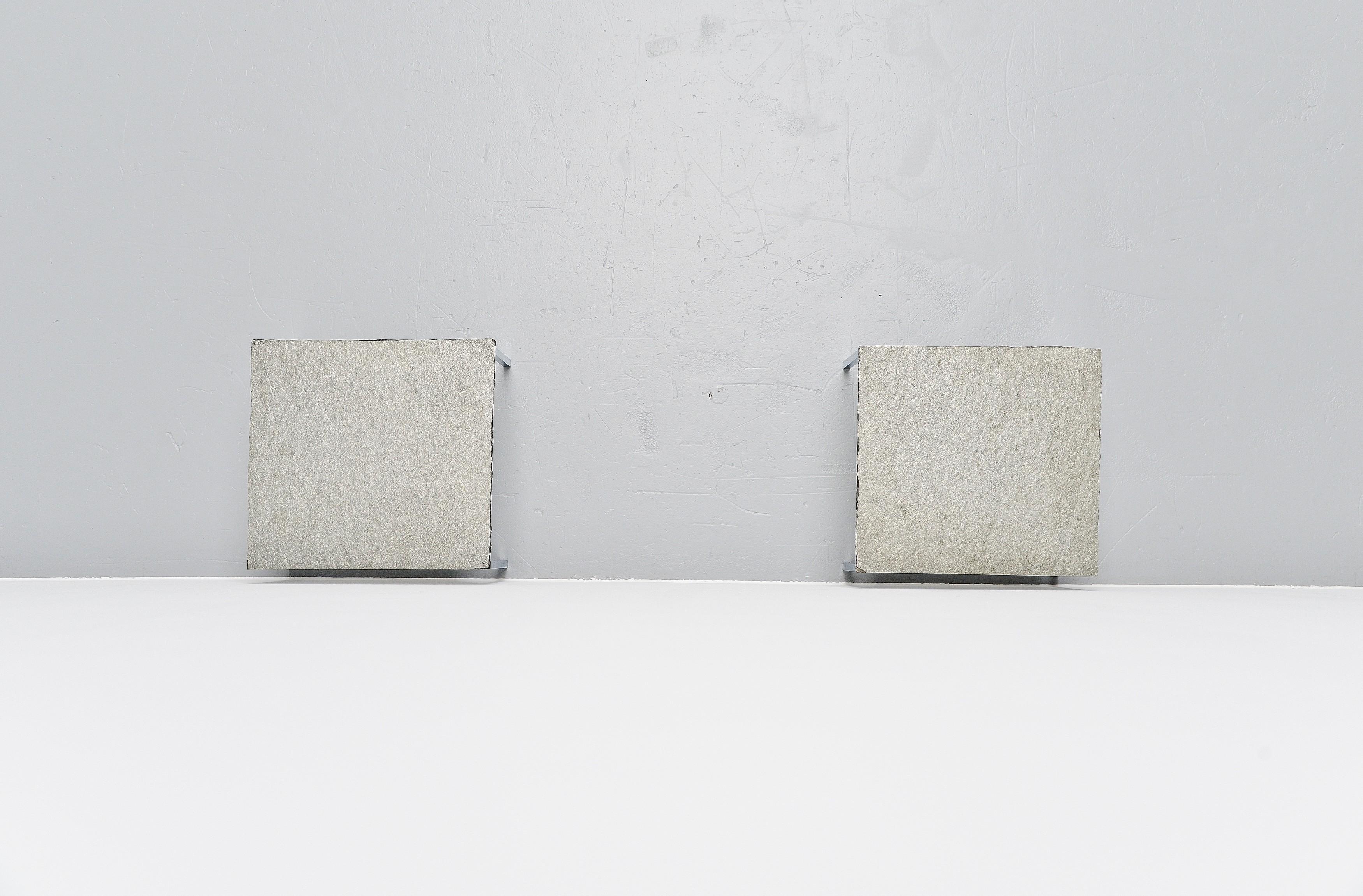 Danish Pair of Minimalist Slate Side Tables, Denmark, 1960