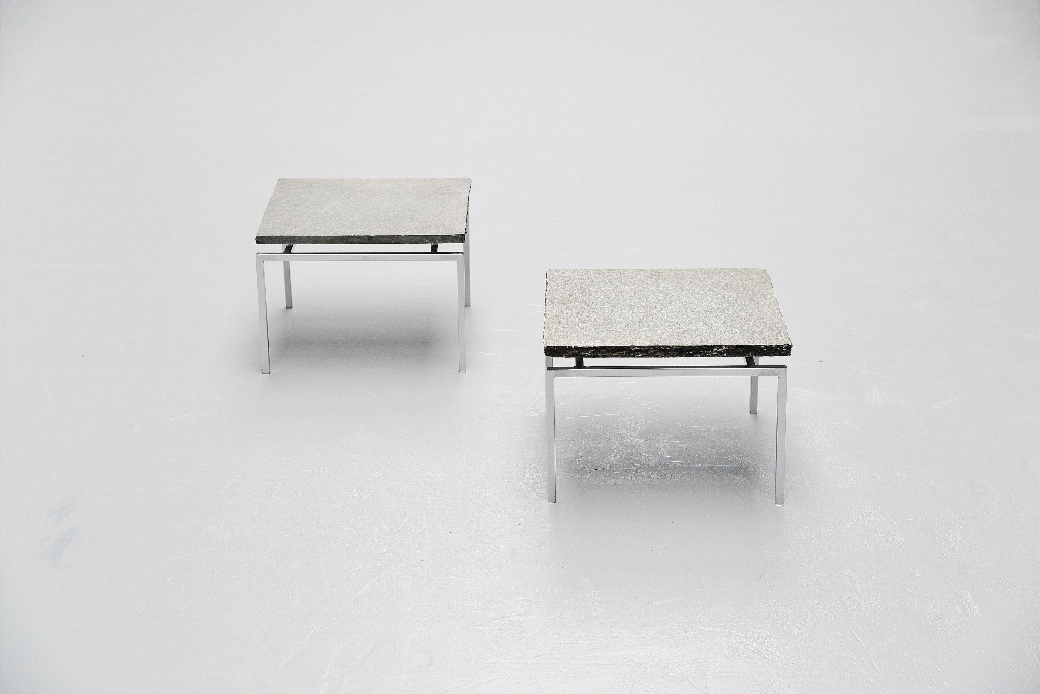 Pair of Minimalist Slate Side Tables, Denmark, 1960 In Good Condition In Roosendaal, Noord Brabant
