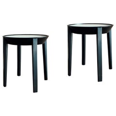 Pair of Minimalist Small Black and White Low End Tables, Italy, 1980s