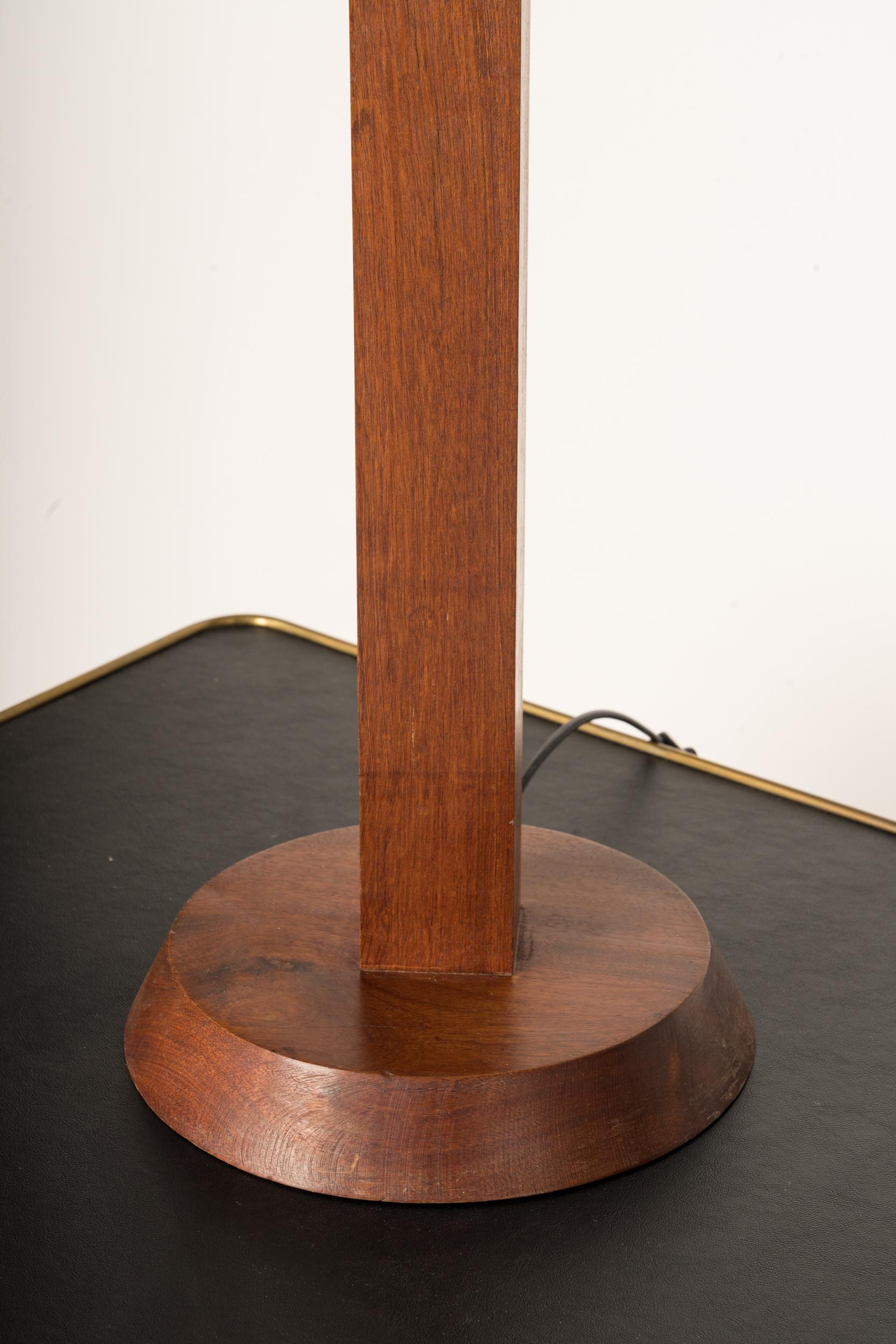 Pair of Minimalist Solid Teak Table Lamps - France 1970's For Sale 2