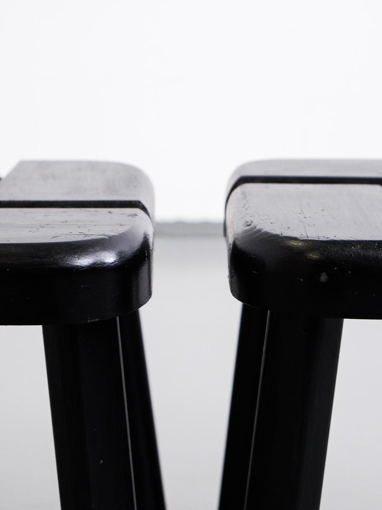Pair of Minimalist Stools in Painted Solid Pine by Olof Ottelin, Finland, 1960s For Sale 2