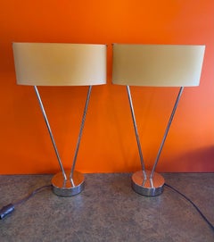 Minimalistische „Vittoria“-Tischlampen aus Chrom von Leucos, Paar