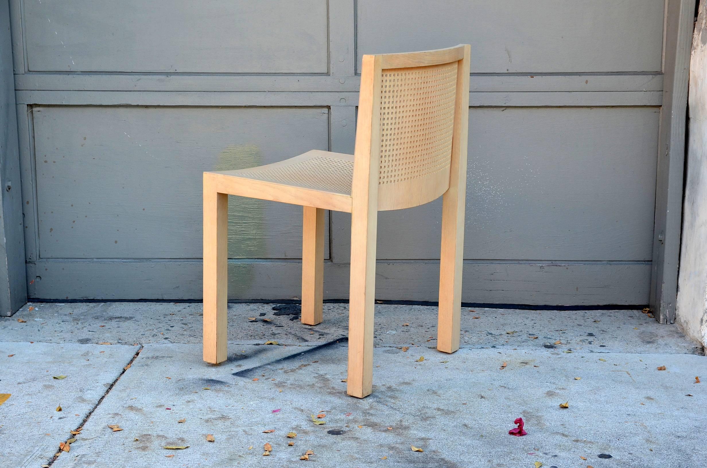 Late 20th Century Pair of Minimalistic Beechwood Side Chairs For Sale