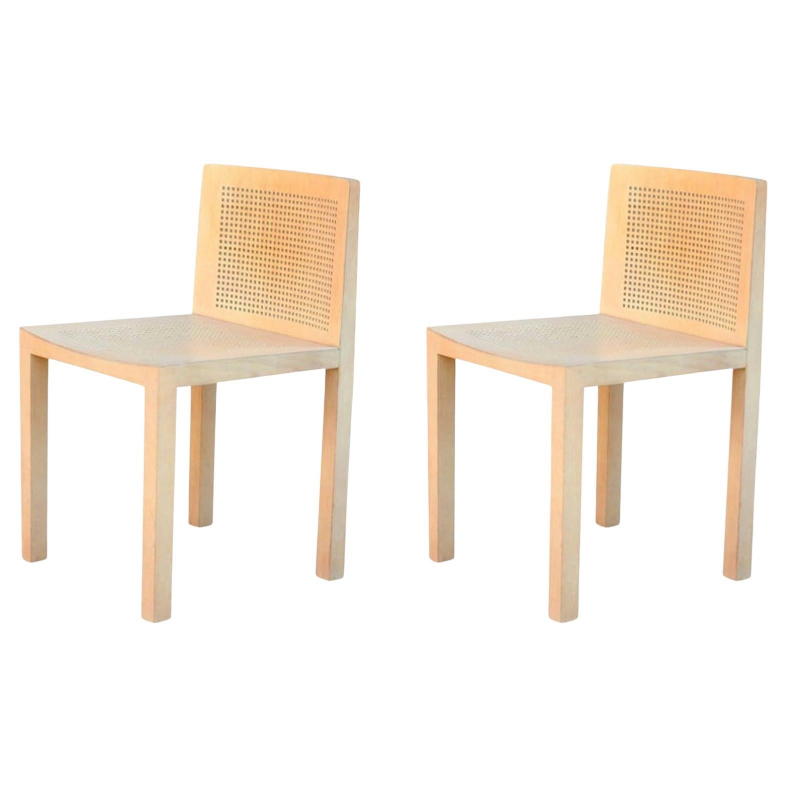 Pair of Minimalistic Beechwood Side Chairs For Sale