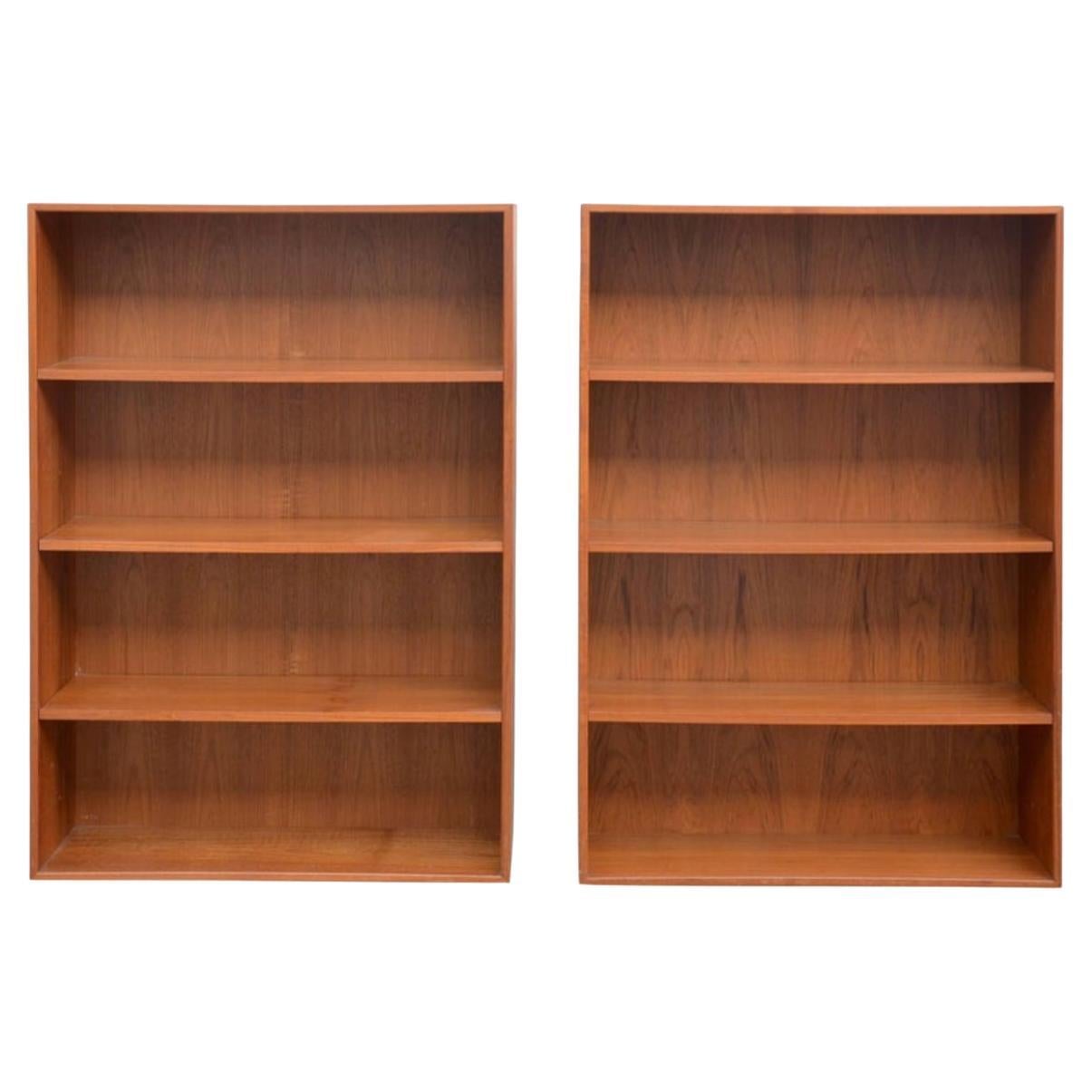 Pair of Minimalistic Hanging Danish Teak Shelving Units by Dyrlund For Sale