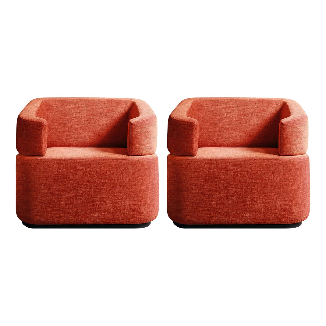Pair of Minio Swivel Armchair - Modern Upholstered Design, Curved Arms by Lagu