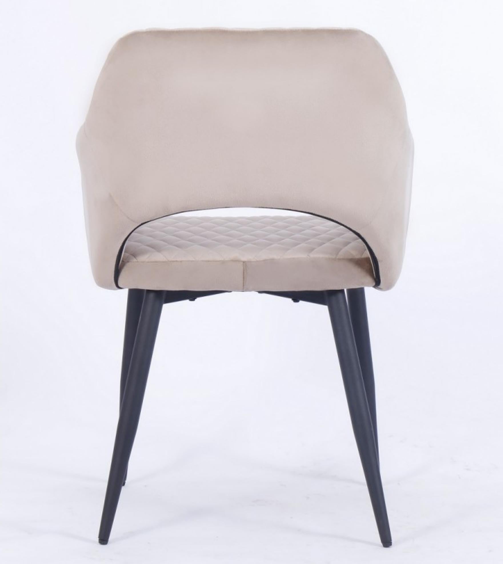 Modern Pair of Mink Brown Velvet Upholstered Metal Armchair New For Sale