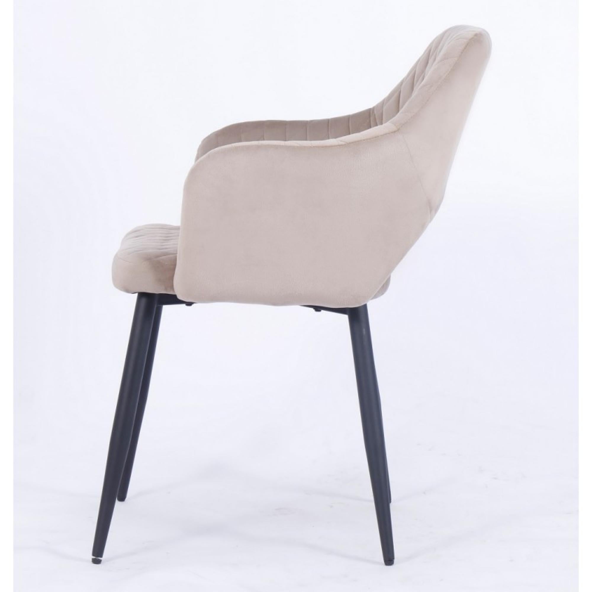Hand-Crafted Pair of Mink Brown Velvet Upholstered Metal Armchair New For Sale