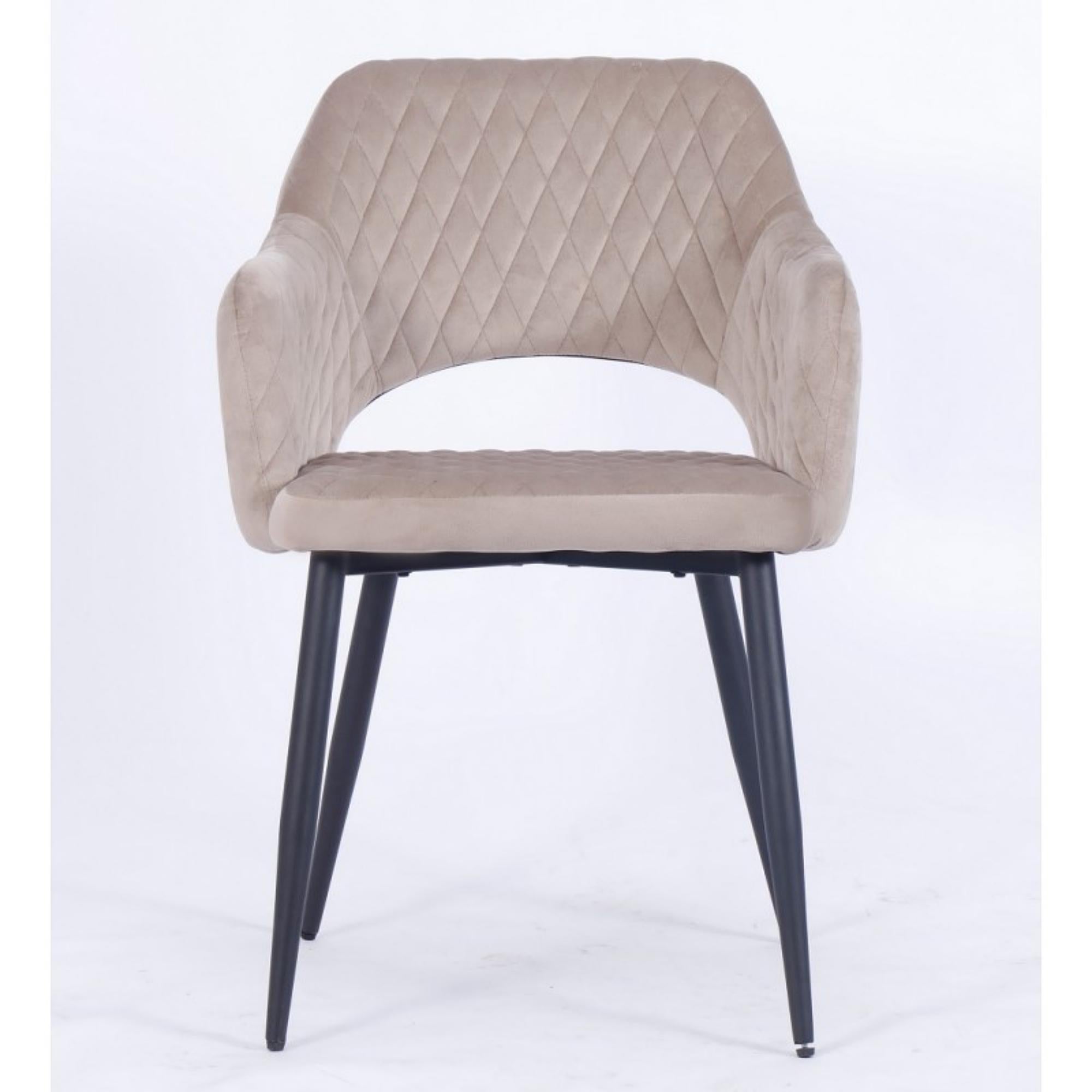 Pair of Mink Brown Velvet Upholstered Metal Armchair New In New Condition For Sale In Madrid, ES