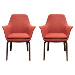 Used Pair of Minotti "York" Red Little Arm Chair Contemporary Modern Rodolfo Dordoni