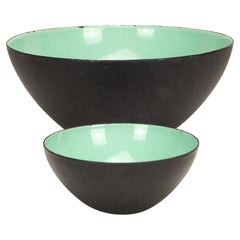 Pair of Mint Green Krenit Bowls by Herbert Krenchel, Denmark, 1950s
