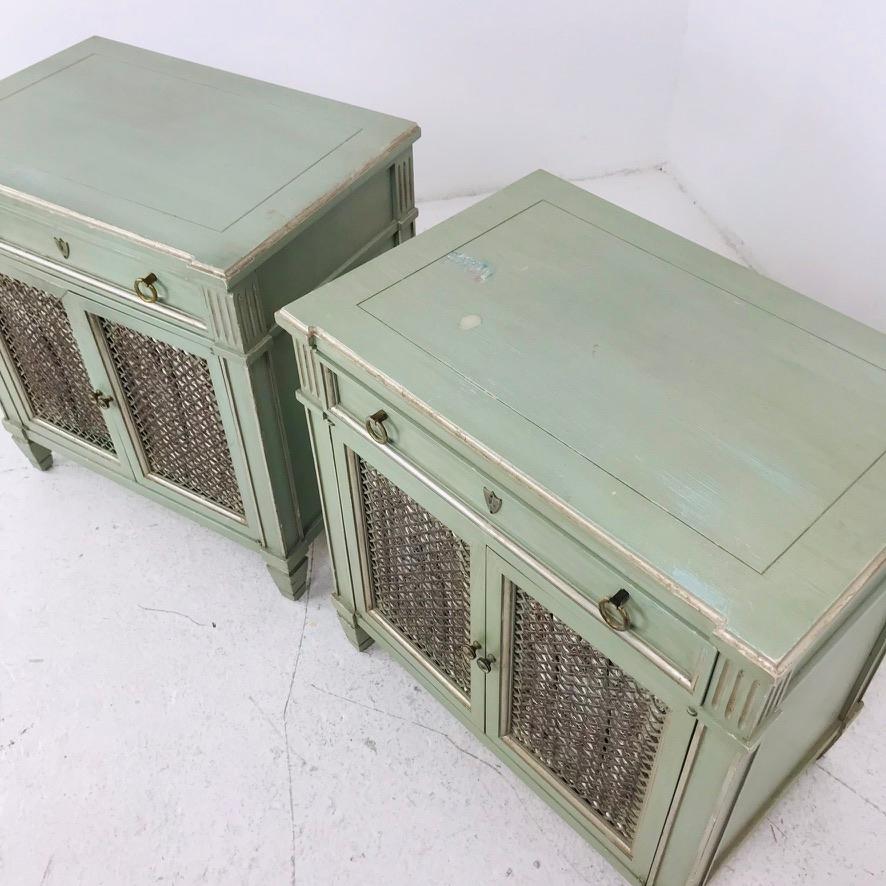 North American Pair of Mint Green Vintage Nightstands For Sale