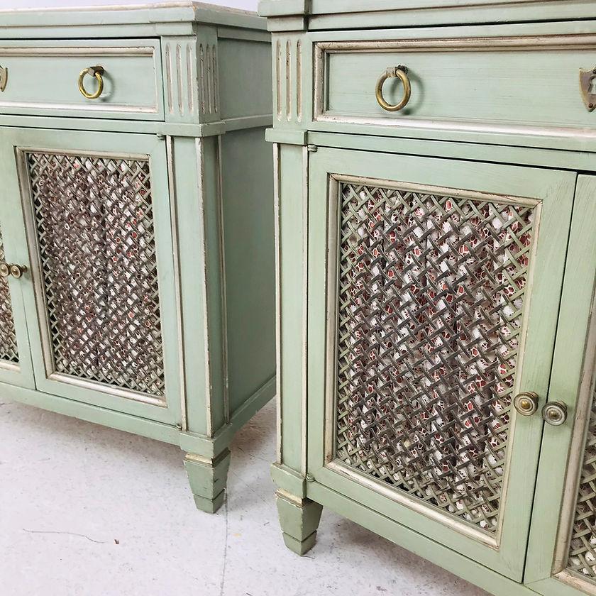Pair of Mint Green Vintage Nightstands For Sale 1