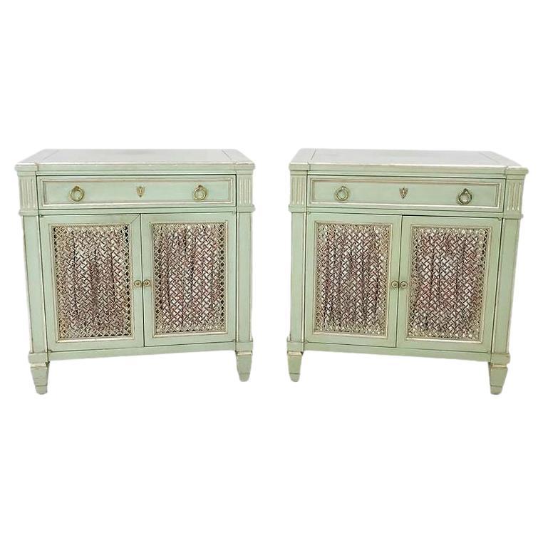 Pair of Mint Green Vintage Nightstands For Sale