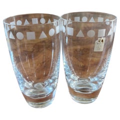 Retro Pair of Mint Sasaki Crystal Highball Glasses