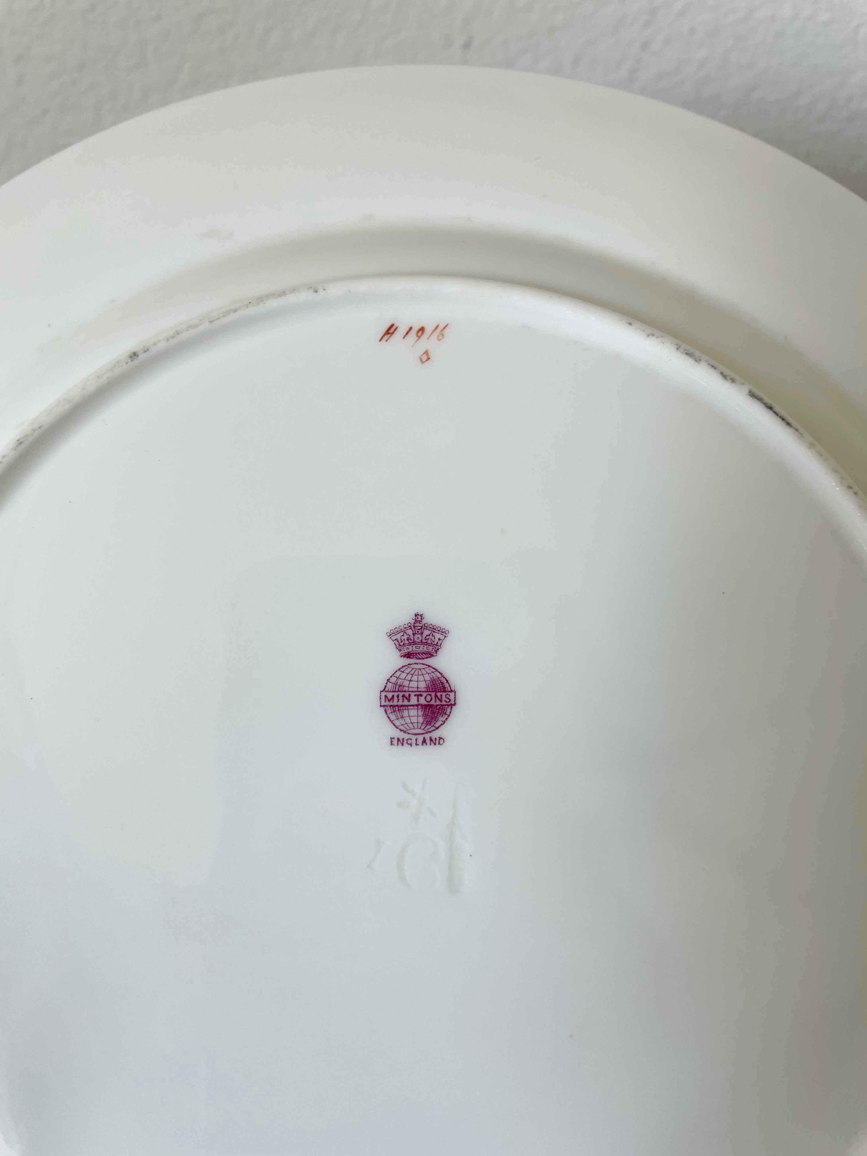 Porcelain Pair of Minton England Gilt Plates For Sale