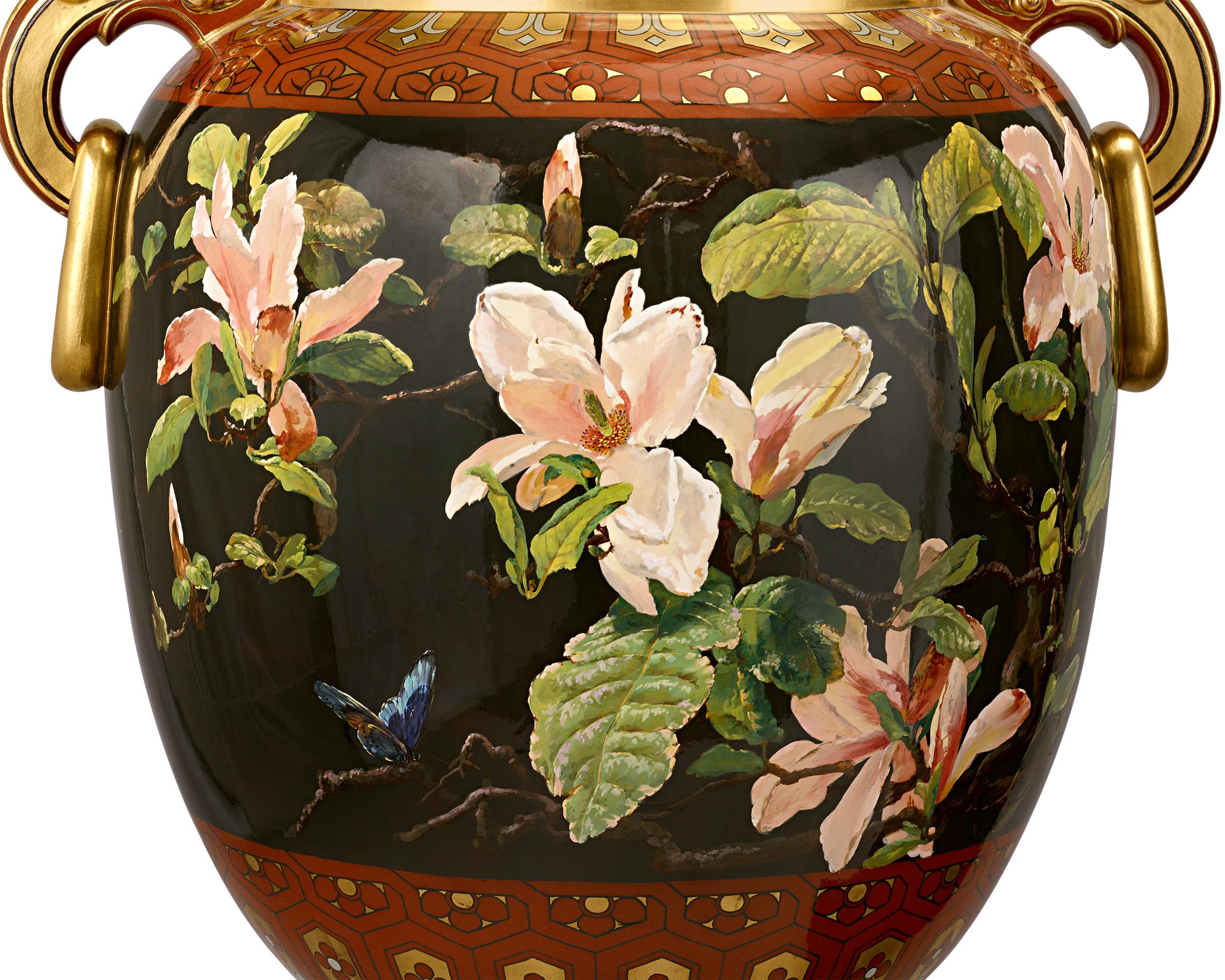 Paar Minton Ausstellungsvasen (Handbemalt) im Angebot