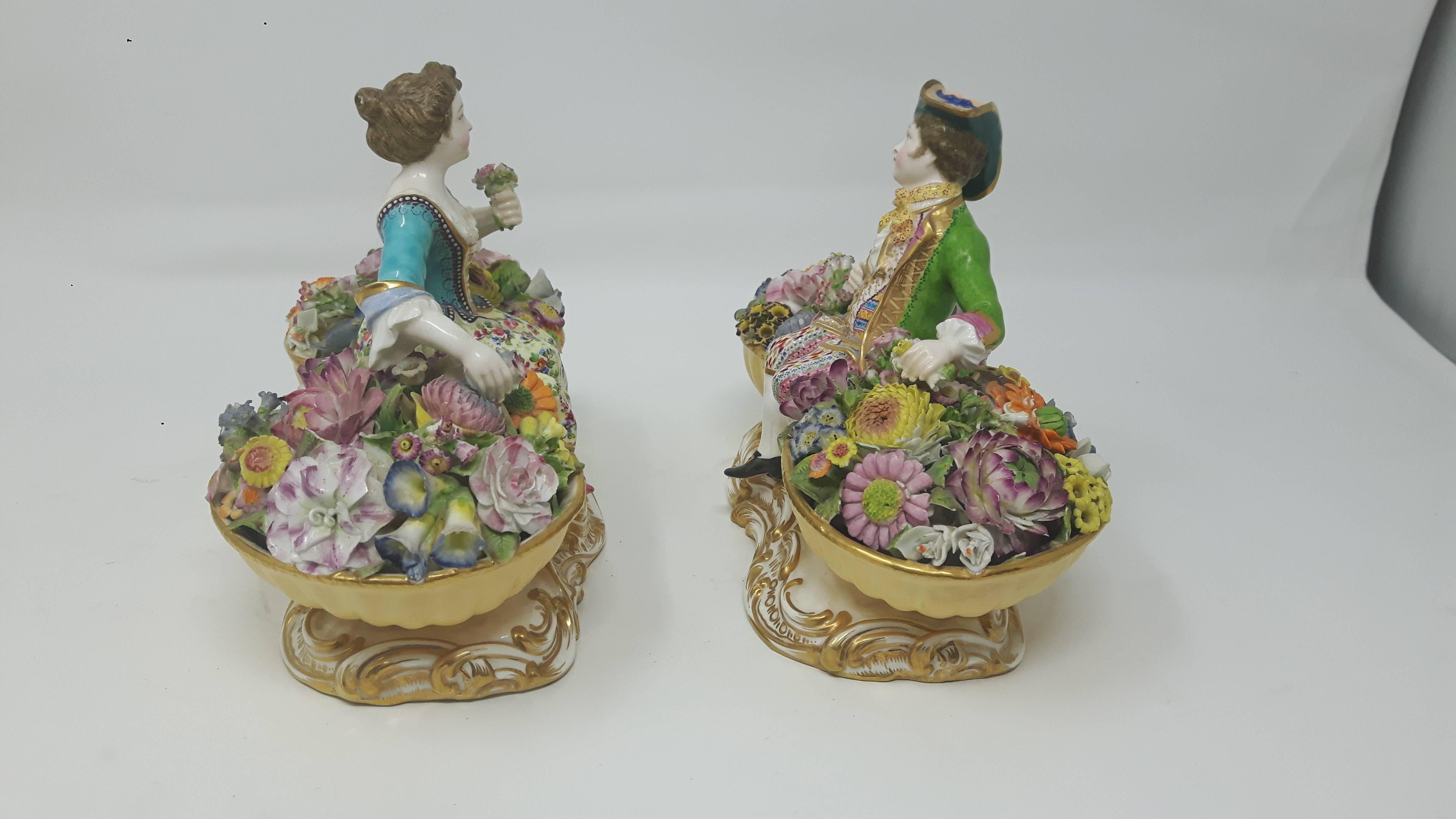 Glazed Pair of Minton Flower Sellers For Sale